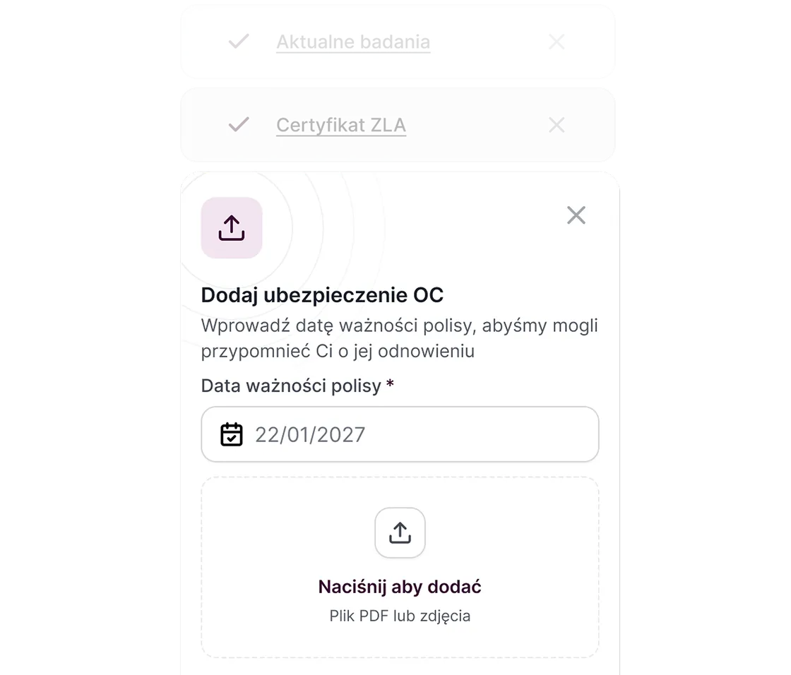 Ekran dodawania dokumentów medyka