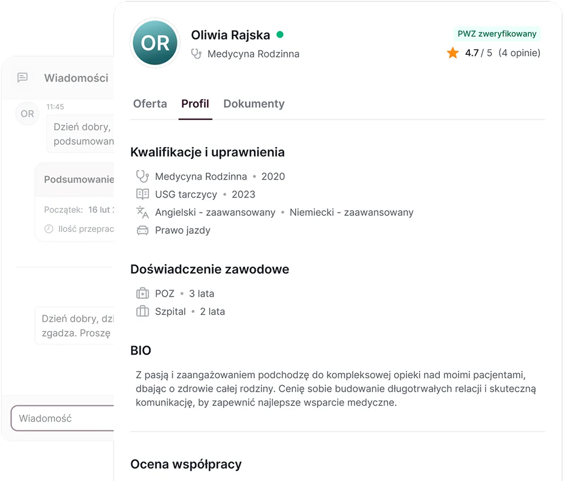 Profil kandydata z kwalifikacjami i opiniami