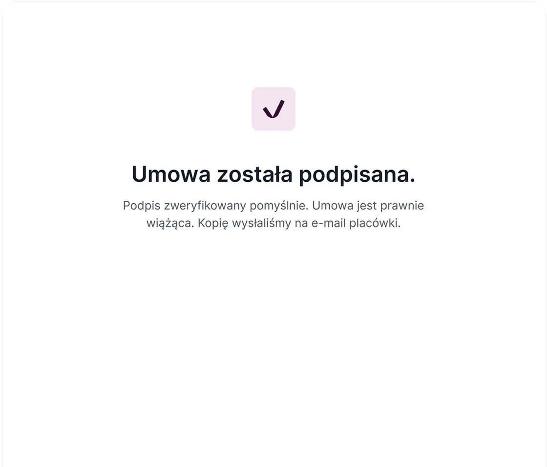Potwierdzenie podpisania umowy